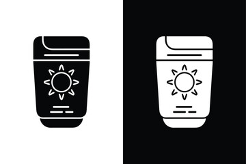 Summer Sun Lotion Icon. Black and White Silhouette Vector Illustration