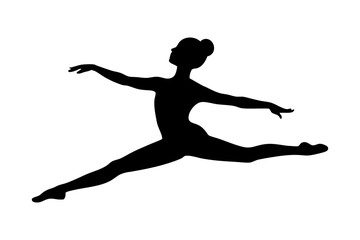 Ballet dancer in split pose vector silhouette