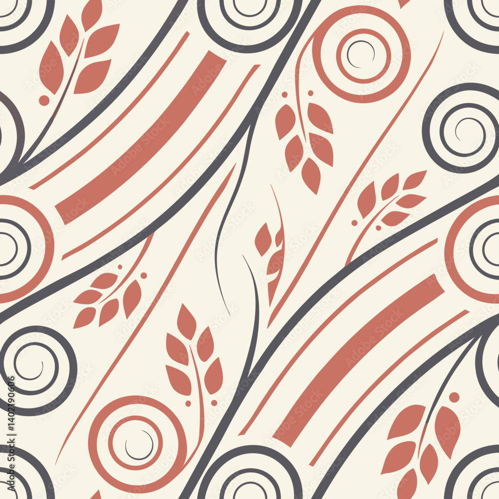 Aufkleber seamless vector pattern with floral elements and swirls