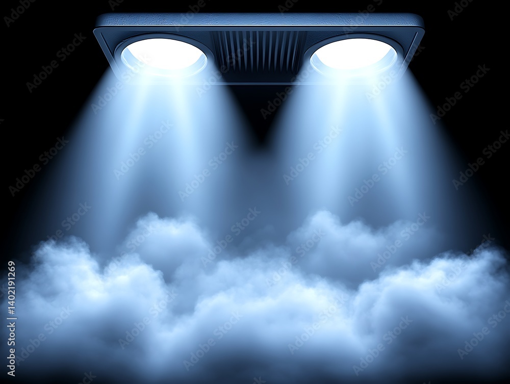 Poster enthralling stage illumination with captivating beams and mysterious haze