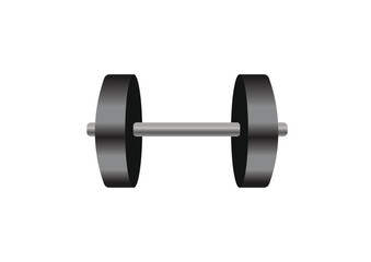Simple dumbbell with single weight plate on each side. Clean fitness icon for minimalist gym and workout designs