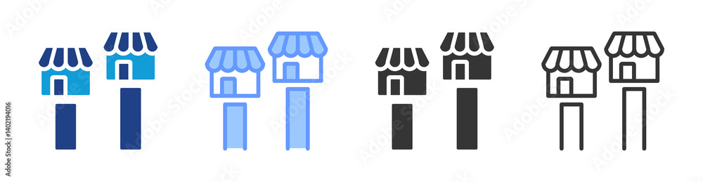 Poster market competition icon set multiple style collection