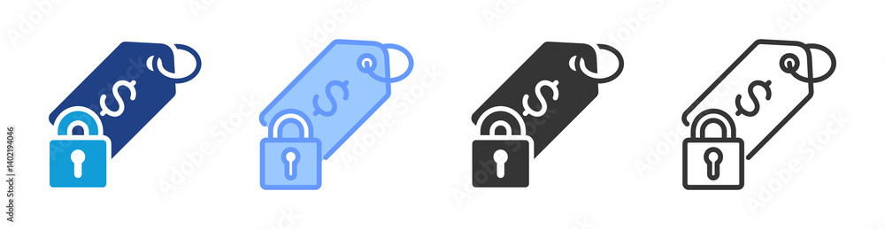 Poster price fixing icon set multiple style collection