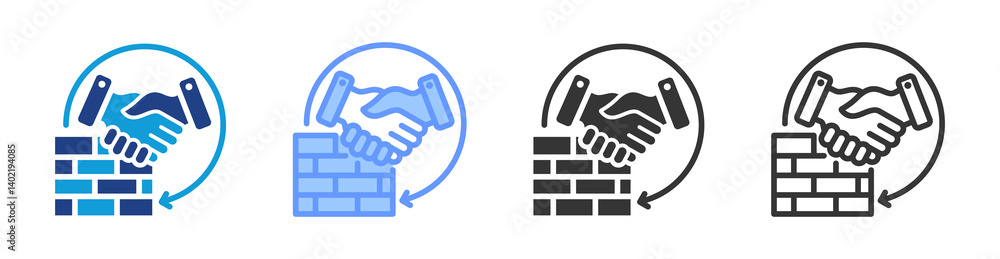 Poster restrain of trade icon set multiple style collection
