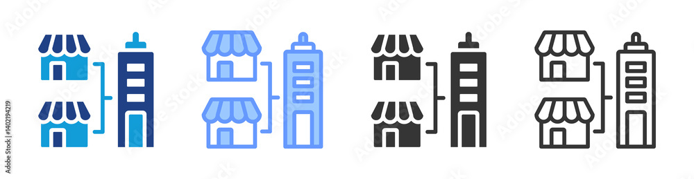 Poster vertical merger icon set multiple style collection