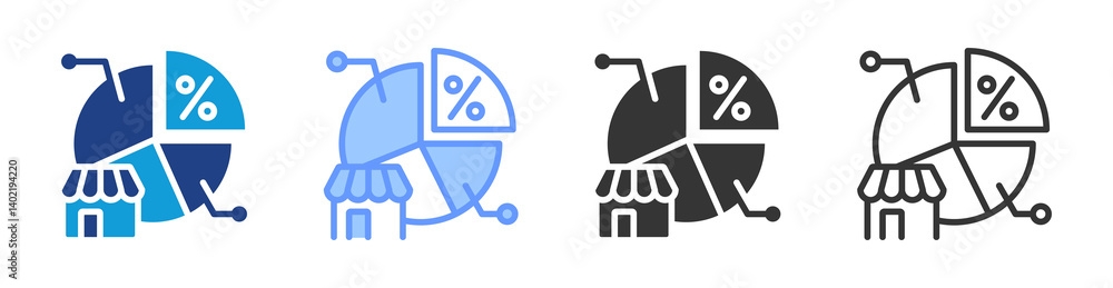 Poster market share icon set multiple style collection