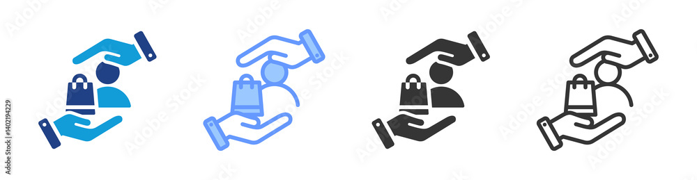 Poster consumer welfare icon set multiple style collection