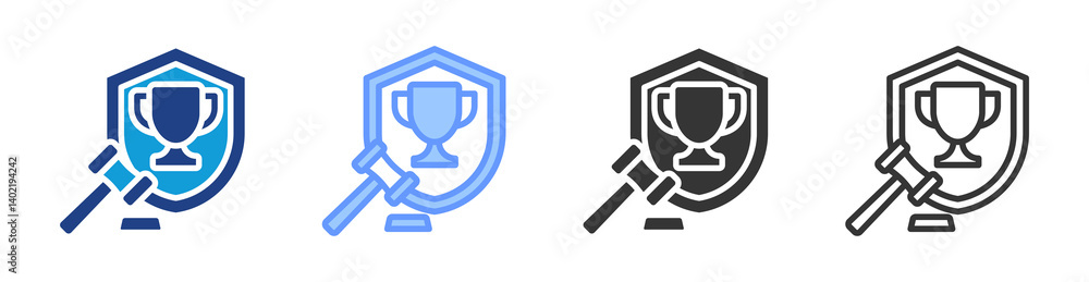 Aufkleber competition policy icon set multiple style collection