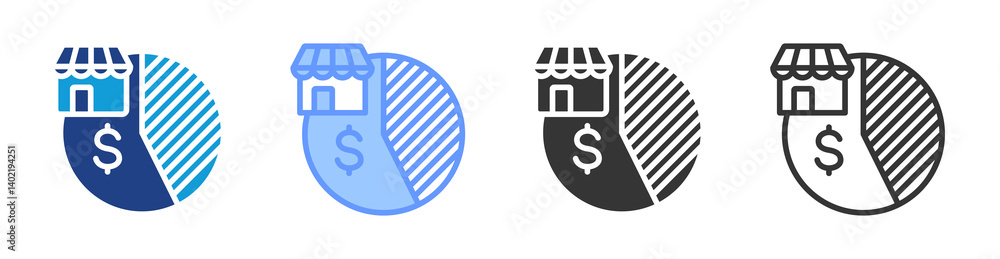 Poster market dominance icon set multiple style collection