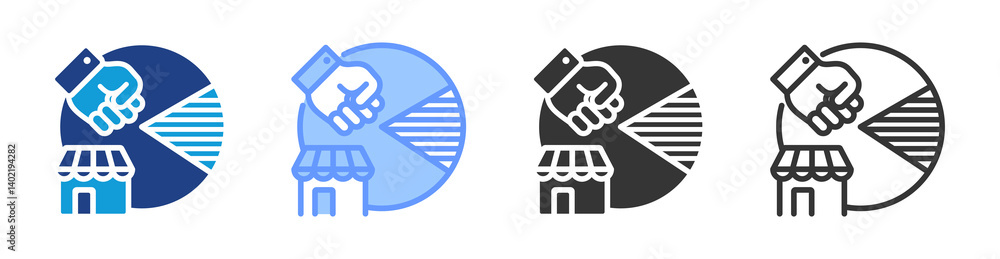 Poster abuse of dominance icon set multiple style collection