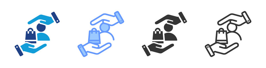 Consumer Welfare icon set multiple style collection