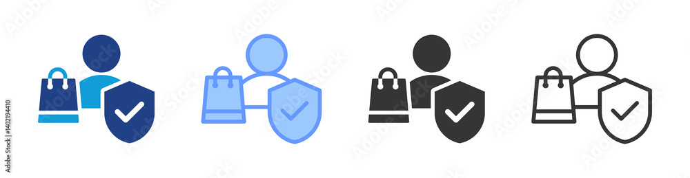 Poster consumer protection icon set multiple style collection