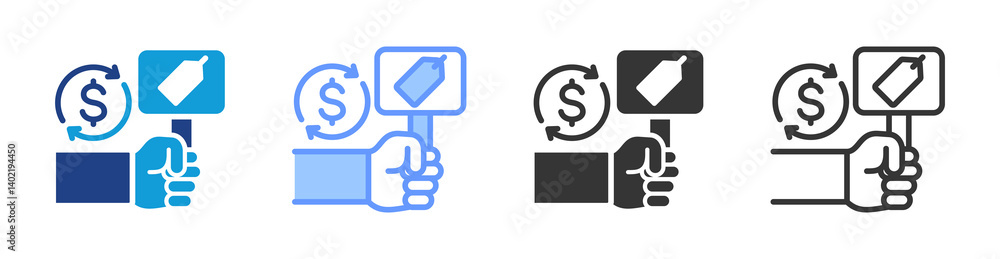Poster market foreclosure icon set multiple style collection