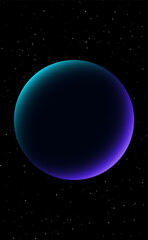 Planet in space and stars. Vector illustration. Sketch for creativity.