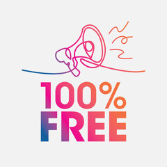 Fototapeta premium 100% Free sign, label clip art flat design.