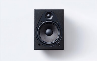 Fototapeta premium Black Speckled Cube Speaker on White