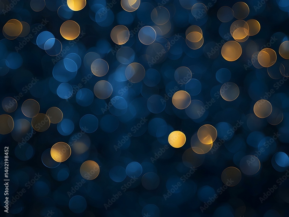 Poster abstract bokeh background with blue and gold circles. perfect for websites, presentations, and desig