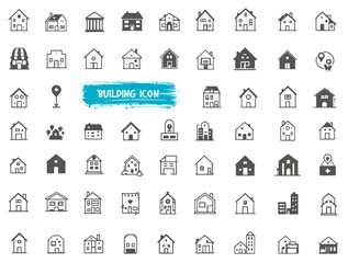 set of  icons about the city building. Contains such icons as apartments, office, bank, hospital, buildings, skyscraper, mall and park