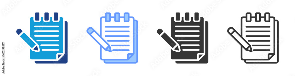 Poster Draft icon set multiple style collection