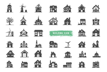 set of  icons about the city building. Contains such icons as apartments, office, bank, hospital, buildings, skyscraper, mall and park