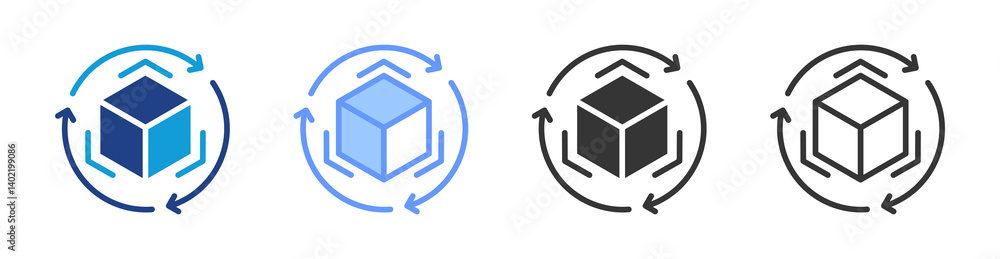 Poster 3D Modeling icon set multiple style collection