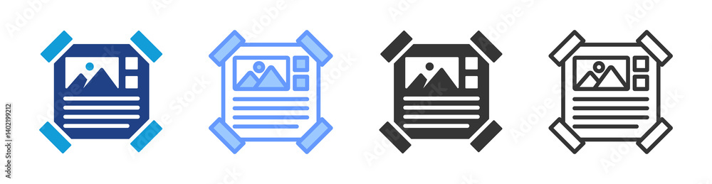 Poster Poster icon set multiple style collection