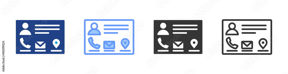 Poster business card icon set multiple style collection