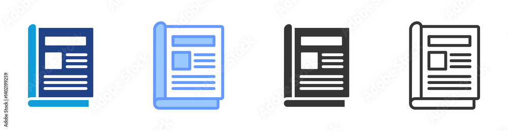 Poster magazine icon set multiple style collection