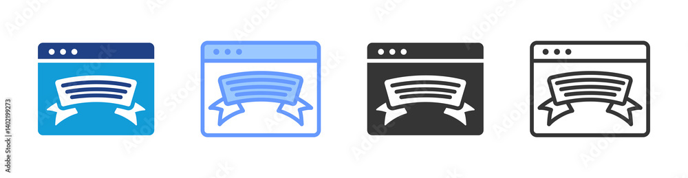 Poster banner icon set multiple style collection