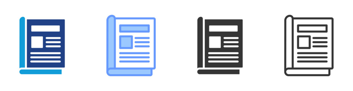 Magazine icon set multiple style collection