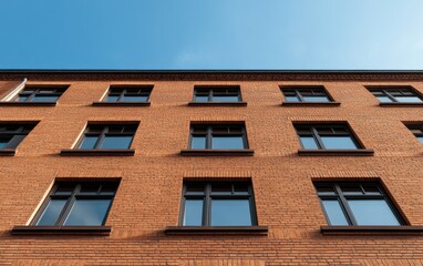 Obraz premium Red Brick Building with Evenly Spaced Windows