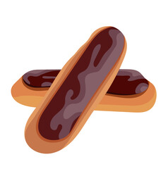 Chocolate Eclair Biscuit Illustration Isolated on White Background