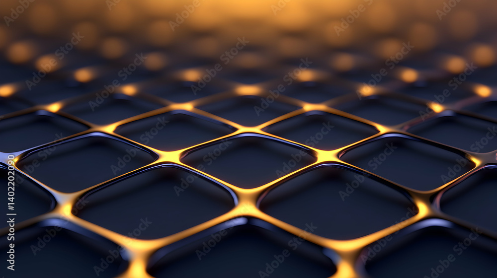 Poster a stunning abstract digital background featuring a grid structure with glowing edges, perfect for te