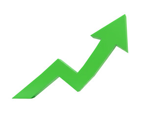 Green Up Arrow: Growth Chart Image on Transparent  background