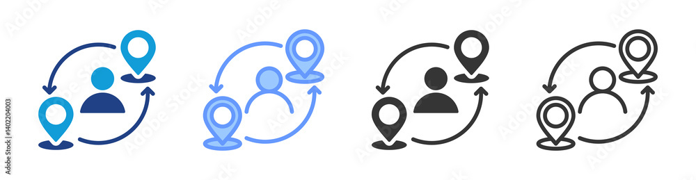 Poster Migration icon set multiple style collection