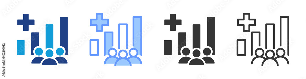 Poster Population Explosion icon set multiple style collection