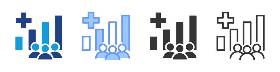 Population Explosion icon set multiple style collection
