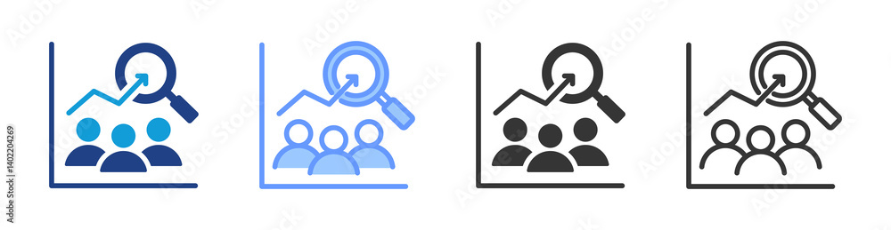 Aufkleber Population Forecasting icon set multiple style collection