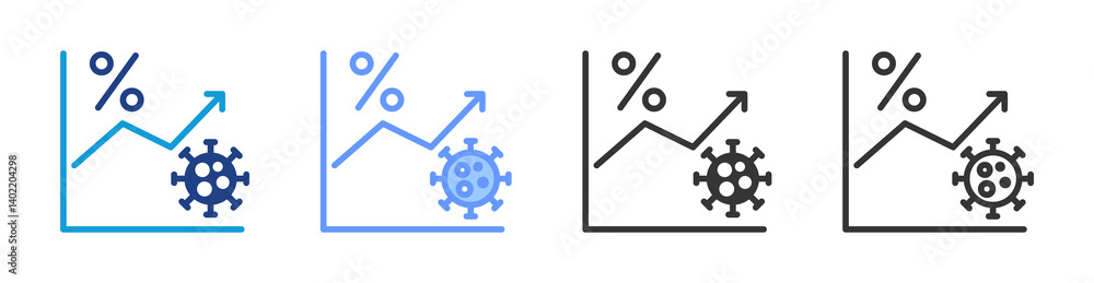 Poster morbidity rate icon set multiple style collection