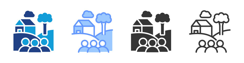 Rural Population icon set multiple style collection © Uniconlabs