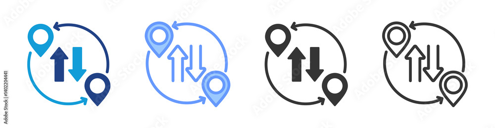 Poster Migration Flow icon set multiple style collection