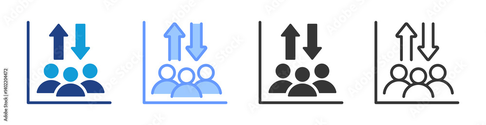 Aufkleber Population Dynamics icon set multiple style collection