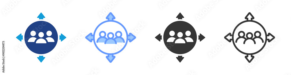 Poster social mobility icon set multiple style collection