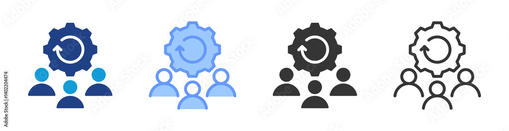 Poster population redistribution icon set multiple style collection