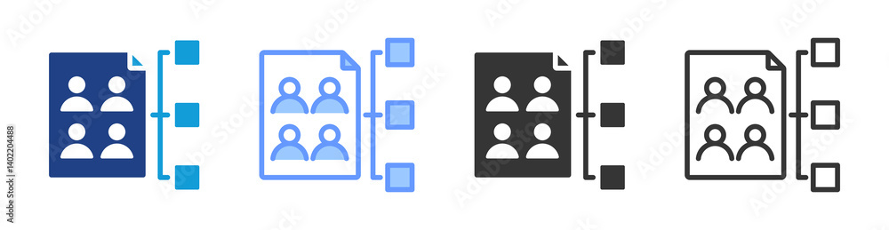 Poster Population Modeling icon set multiple style collection