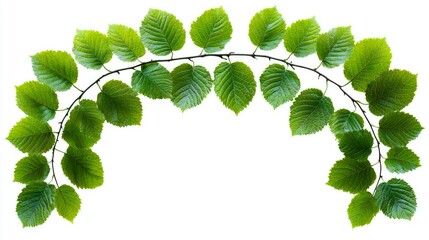 Vibrant Green Leaves Branch: Nature's Artistic Frame