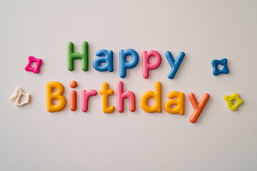 Naklejka premium happy birthday text , Playful Birthday Text with Mixed Colors and Bold Letters