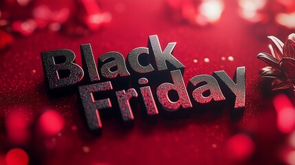 Vivid Red Typography Illuminates the Depths of Black: Evocative Black Friday Art 深い黒を鮮やかに照らす赤文字のタイポグラフィ: 魅了するブラックフライデーアート.Generative AI