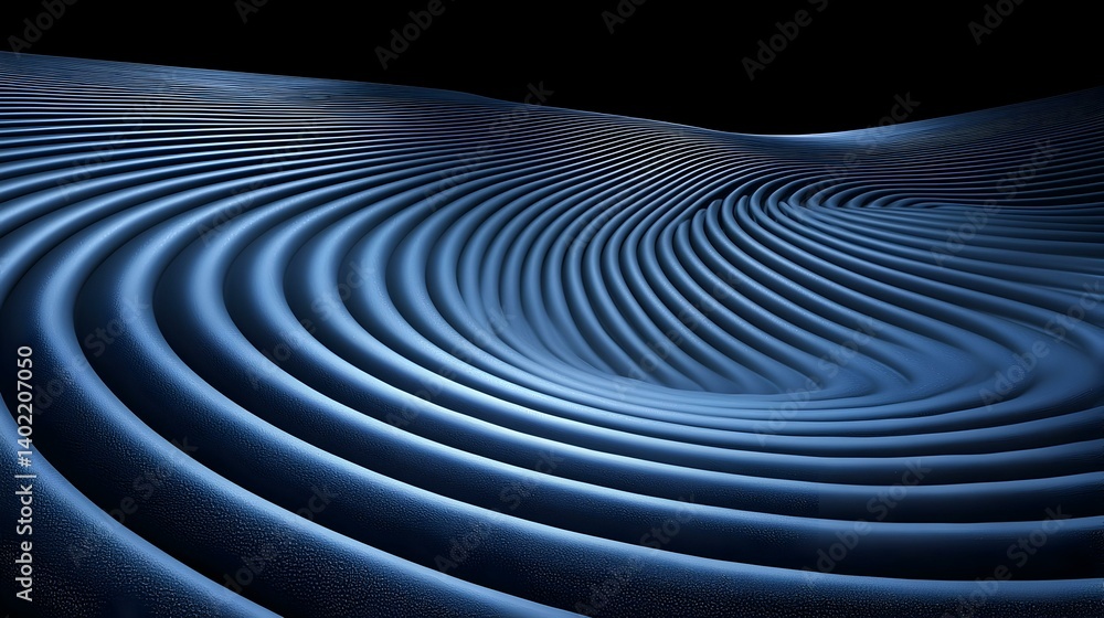 Poster abstract 3d rendering of swirling blue waves. perfect for backgrounds, websites, and design projects