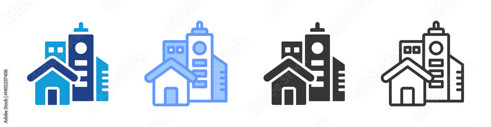 Poster property icon set multiple style collection